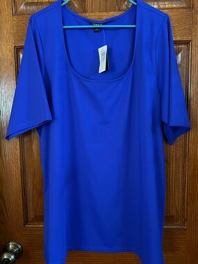 Torrid 4 Electric Blue Sculpting Knit Scoop Neck Elbow Sleeve Pullover NWT